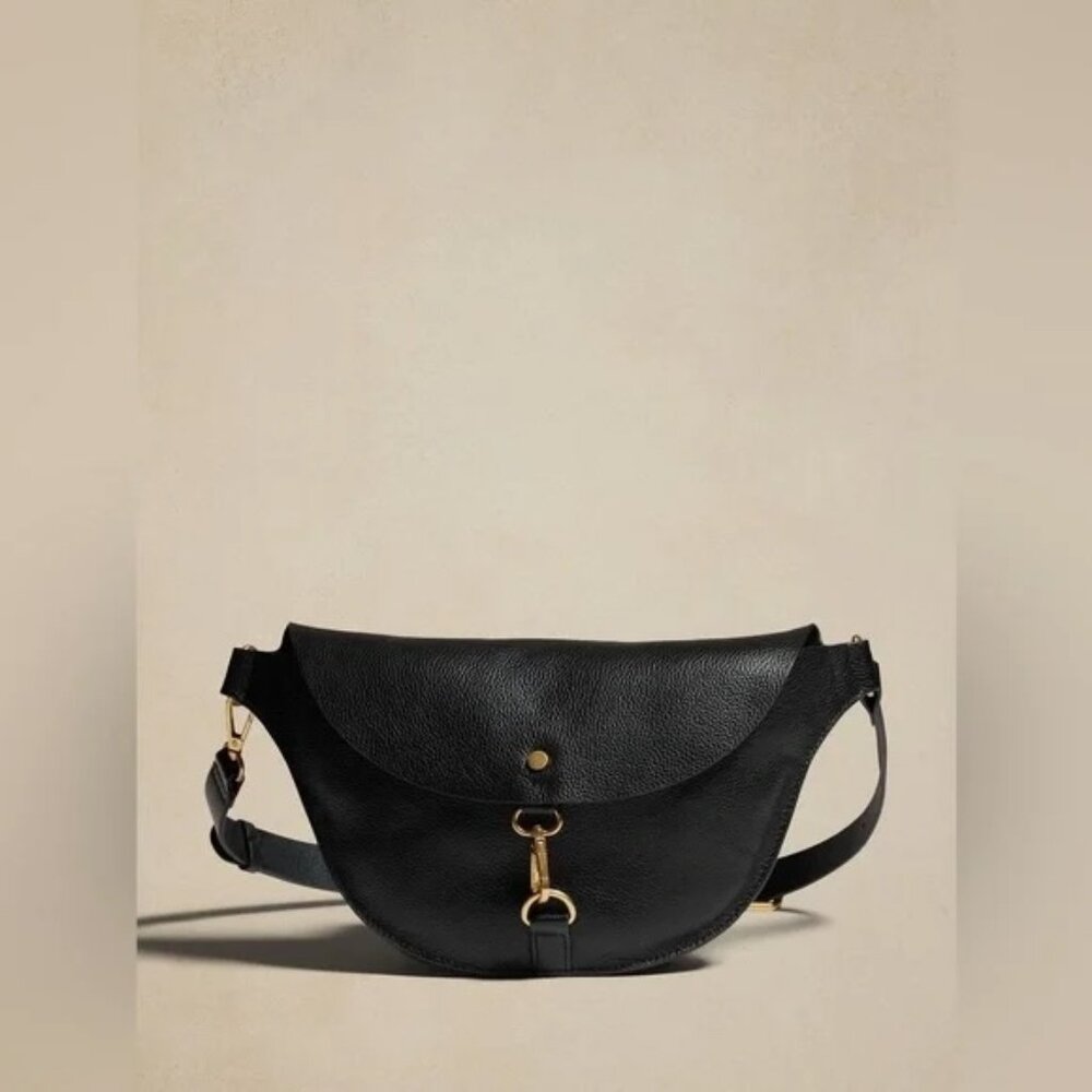 Banana Republic Leather Crossbody Belt Bag - Black
